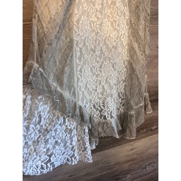 Cottagecore Aziza Dress Sz M Lace Boho Ivory Asymmetrical Mini Grunge Cotton - Picture 6 of 9